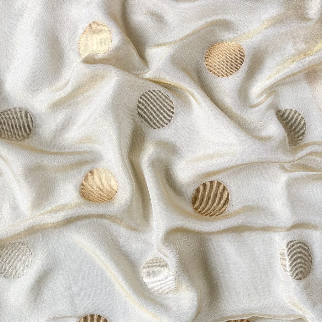 Blouse Piece Blouse Piece Pure Gold Gigantic Polka Woven Tissue Blouse Piece (Width 44 Inches)