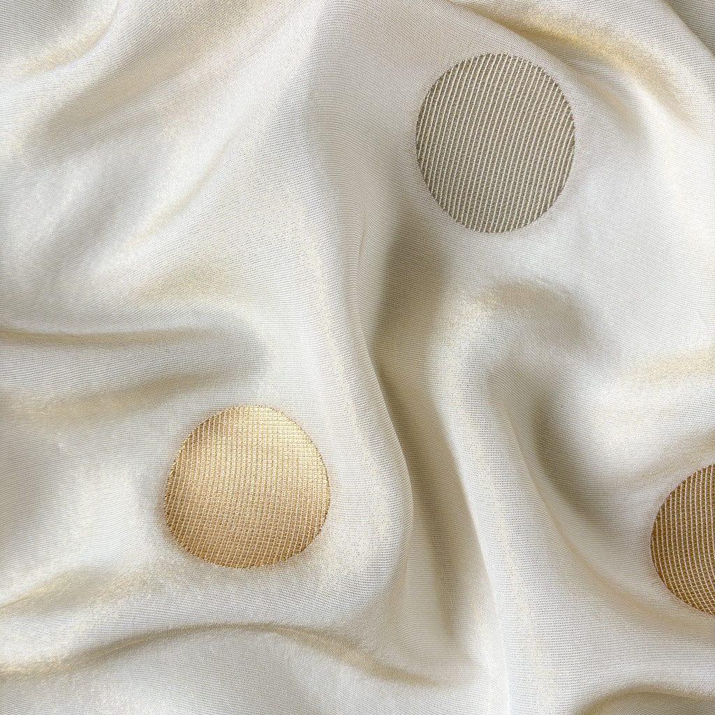 Blouse Piece Blouse Piece Pure Gold Gigantic Polka Woven Tissue Blouse Piece (Width 44 Inches)