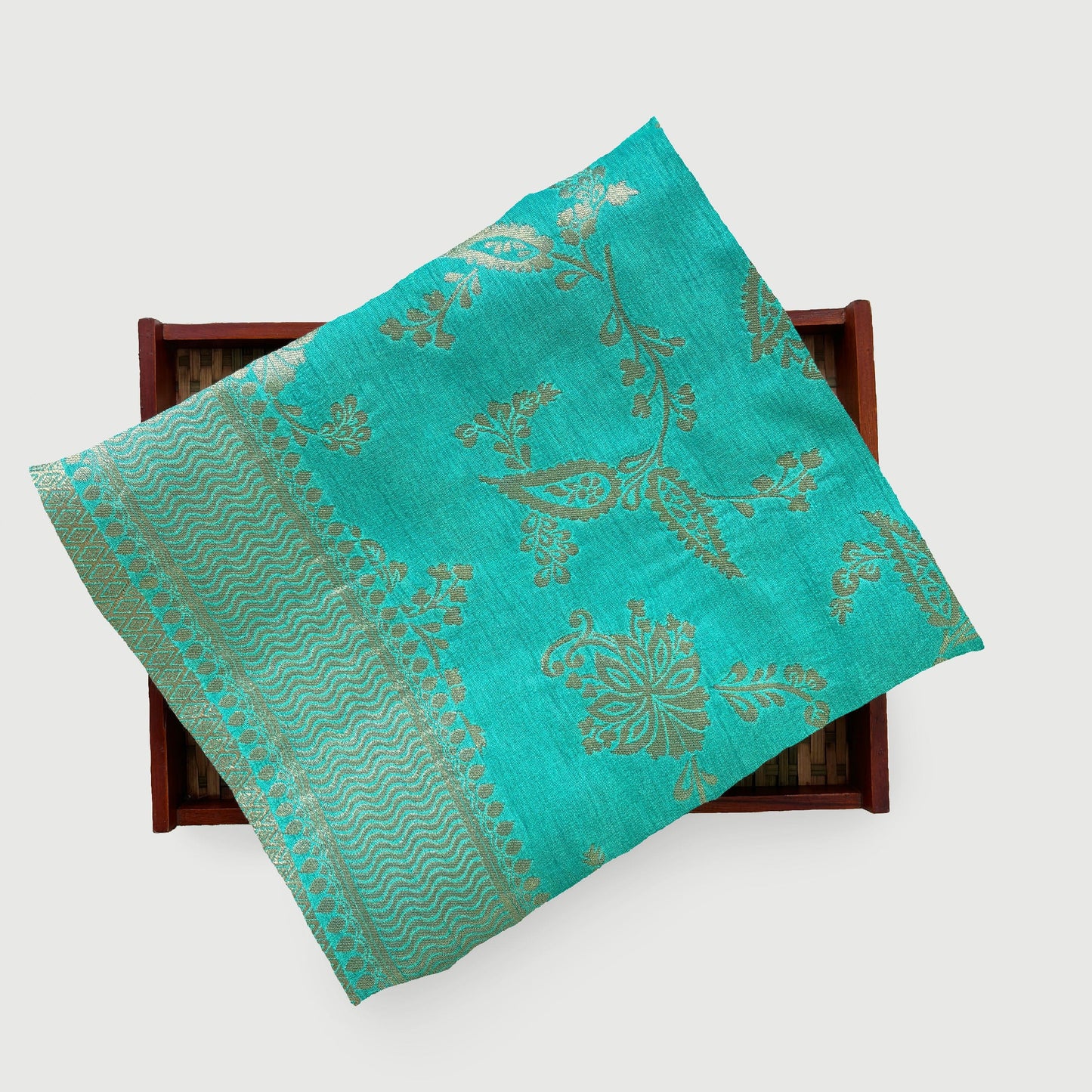 Blouse Piece Blouse Piece Turquoise Woven Raw Silk Blouse Piece (1 Meter Piece | Width 36 Inches)