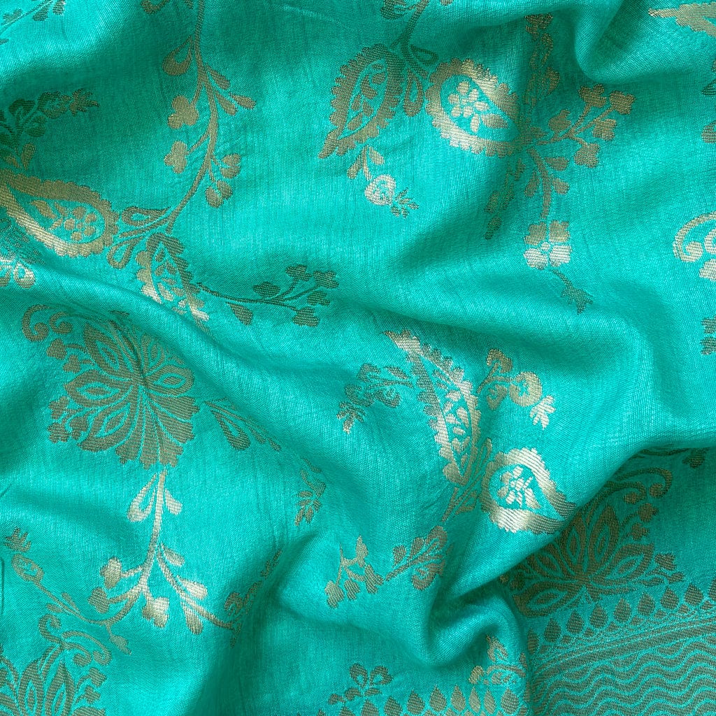 Blouse Piece Blouse Piece Turquoise Woven Raw Silk Blouse Piece (1 Meter Piece | Width 36 Inches)