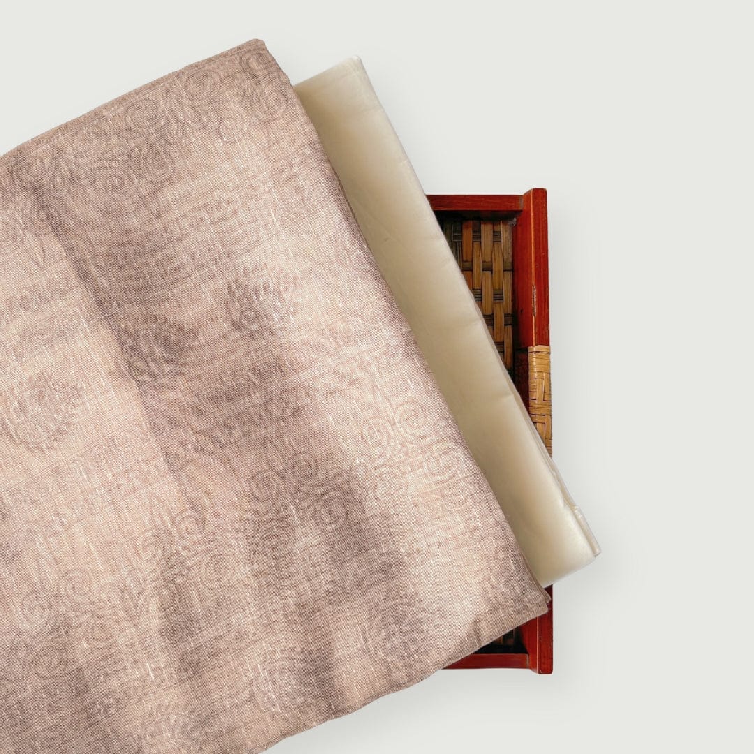 Chanderi Kurta Set Kurta Set Brown & Black Abstract Printed Woven Chanderi Kurta Fabric (3 Meters) | And Cotton Pyjama (2.5 Meters) | Unstitched Combo Set