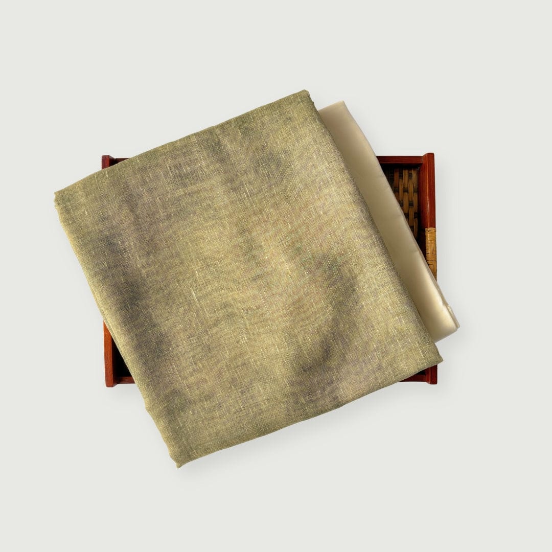 Chanderi Kurta Set Kurta Set Leaf Green Woven Chanderi Kurta Fabric (3 Meters) | And Cotton Pyjama (2.5 Meters) | Unstitched Combo Set