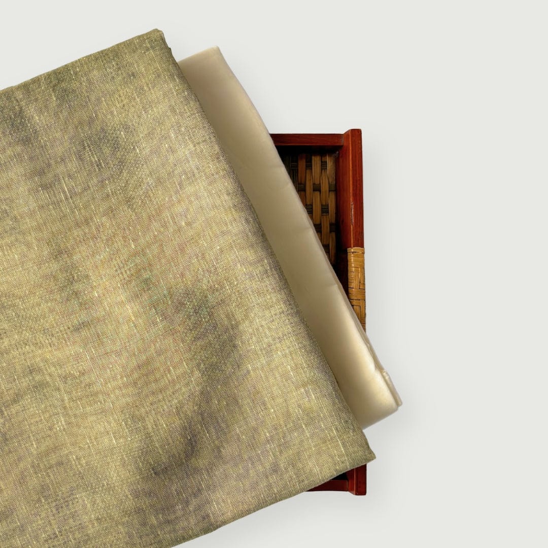 Chanderi Kurta Set Kurta Set Leaf Green Woven Chanderi Kurta Fabric (3 Meters) | And Cotton Pyjama (2.5 Meters) | Unstitched Combo Set