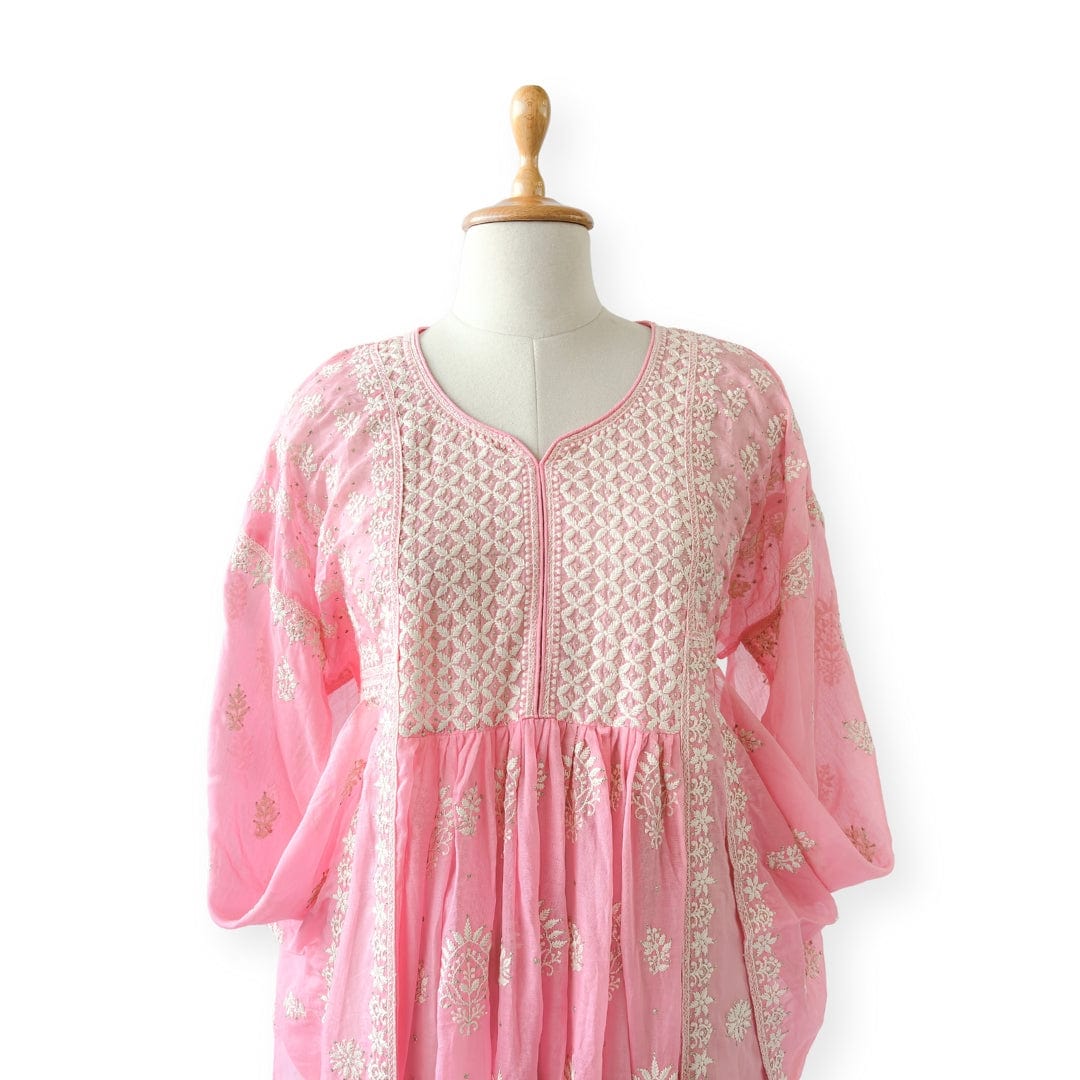 Chikankari Semi-Stitched Suit Set Unstitched Suit Gulaabi Noor Collection Chikankari Embroidered Soft Munga Semi-Stitched Suit Set