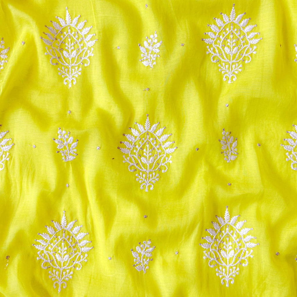 Chikankari Semi-Stitched Suit Set Unstitched Suit Peela Noor Collection Chikankari Embroidered Soft Munga Semi-Stitched Suit Set