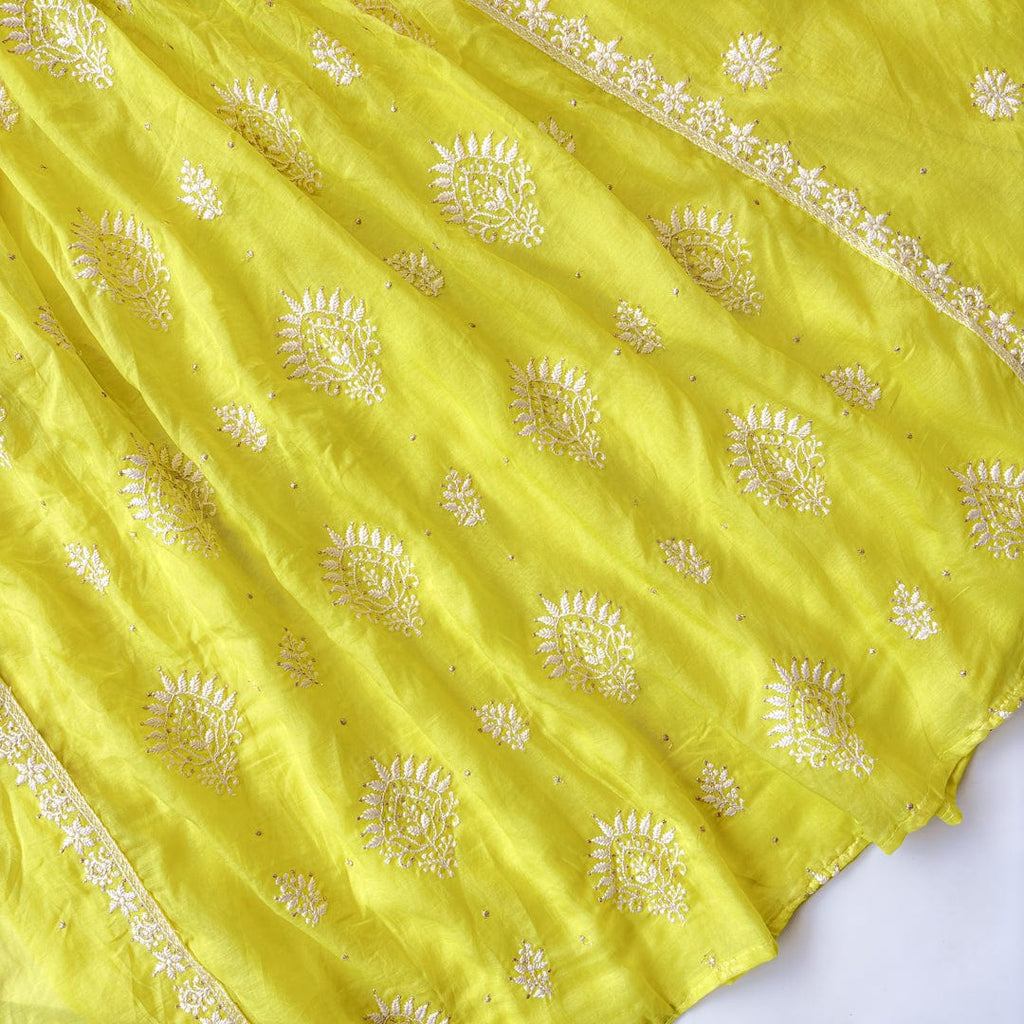 Chikankari Semi-Stitched Suit Set Unstitched Suit Peela Noor Collection Chikankari Embroidered Soft Munga Semi-Stitched Suit Set