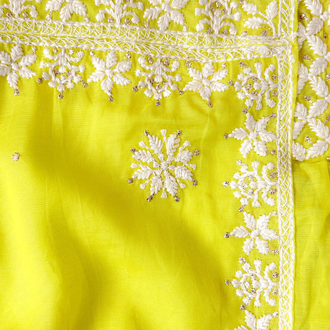 Chikankari Semi-Stitched Suit Set Unstitched Suit Peela Noor Collection Chikankari Embroidered Soft Munga Semi-Stitched Suit Set