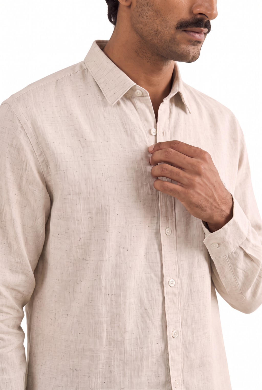 Natural White Cotton Linen Shirt Piece