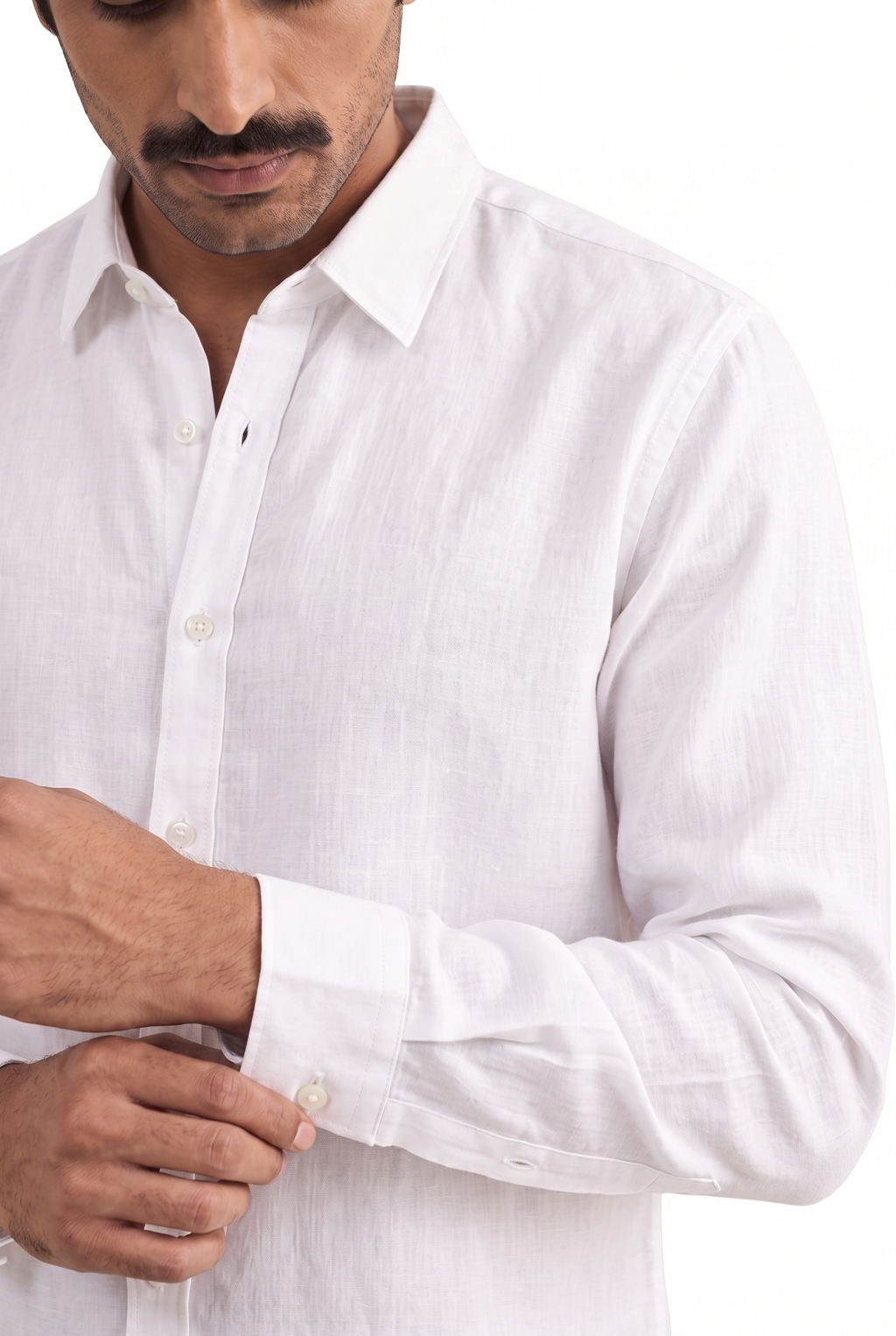 Snow White Cotton Linen Shirt Piece