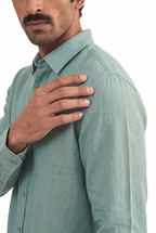 Aquamarine Pure Cotton Linen Shirt Piece