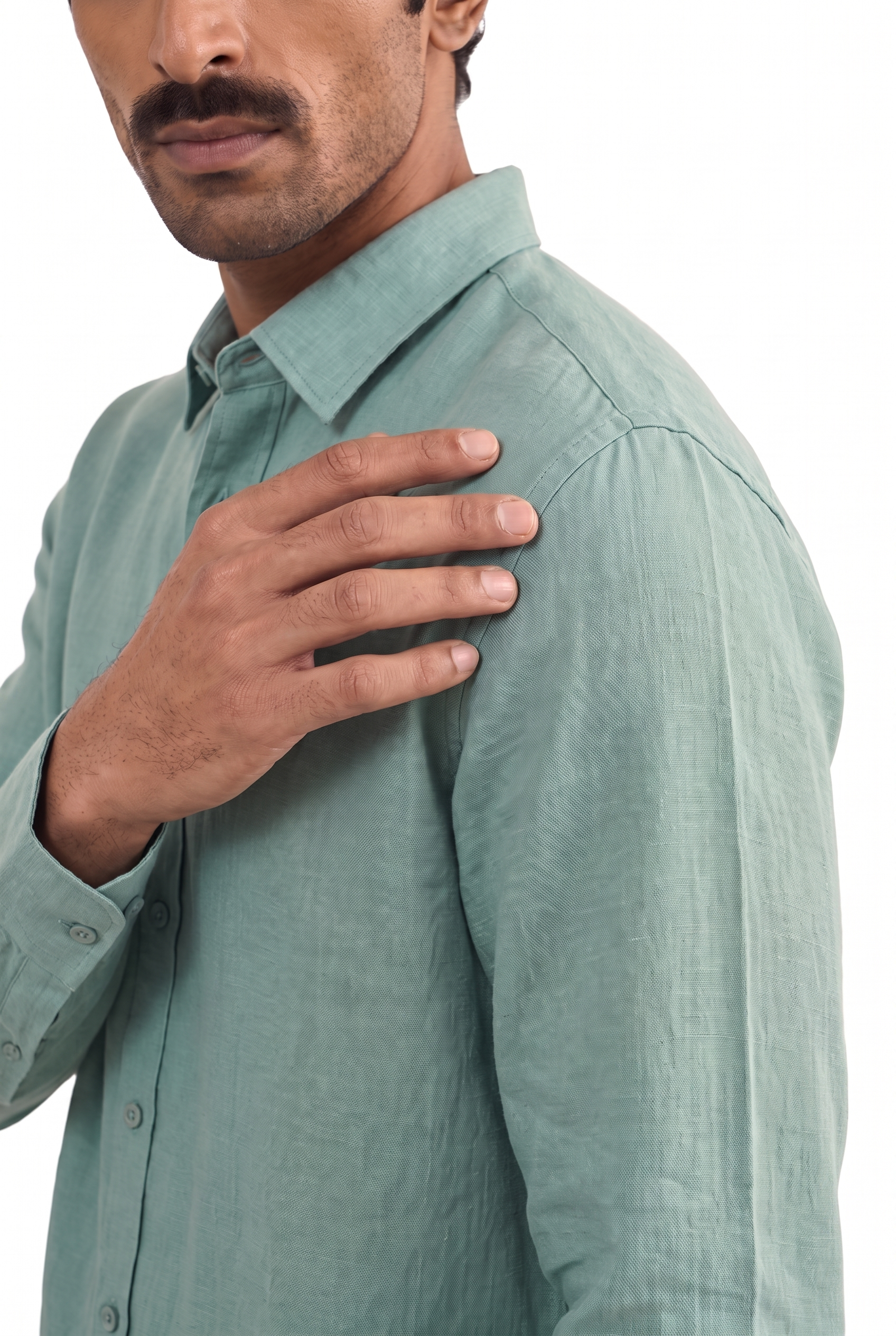 Aquamarine Pure Cotton Linen Shirt Piece