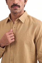 Khaki Pure Cotton Linen Shirt Piece