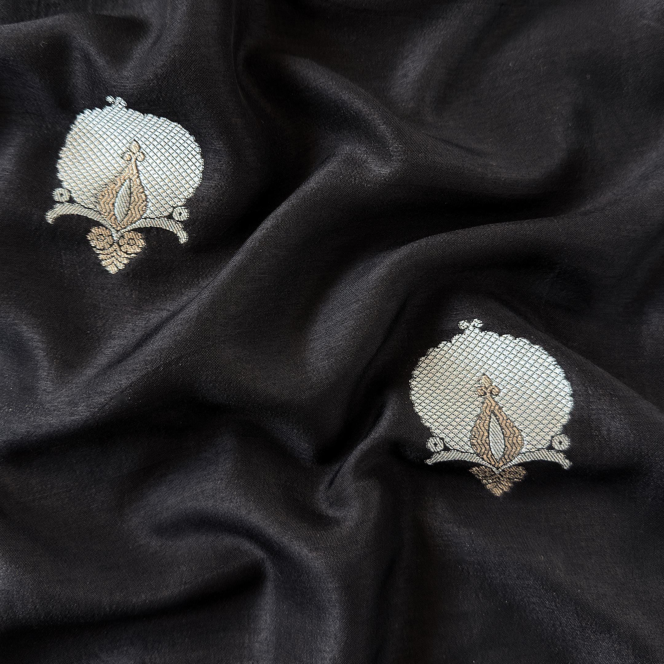 Cloth of Gold Fabric Cut Piece Black Silk Cut Piece