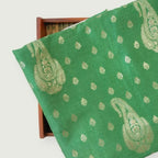 Cloth of Gold Fabric Cut Piece (CUT PIECE) Regal Green Royal Paisley Cloth of Gold Woven Pure Russian Silk Fabric (Width 35 Inches)
