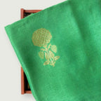 Cloth of Gold Fabric Cut Piece (CUT PIECE) Regal Green Shahi Phool Cloth of Gold Woven Pure Russian Silk Fabric (Width 35 Inches)