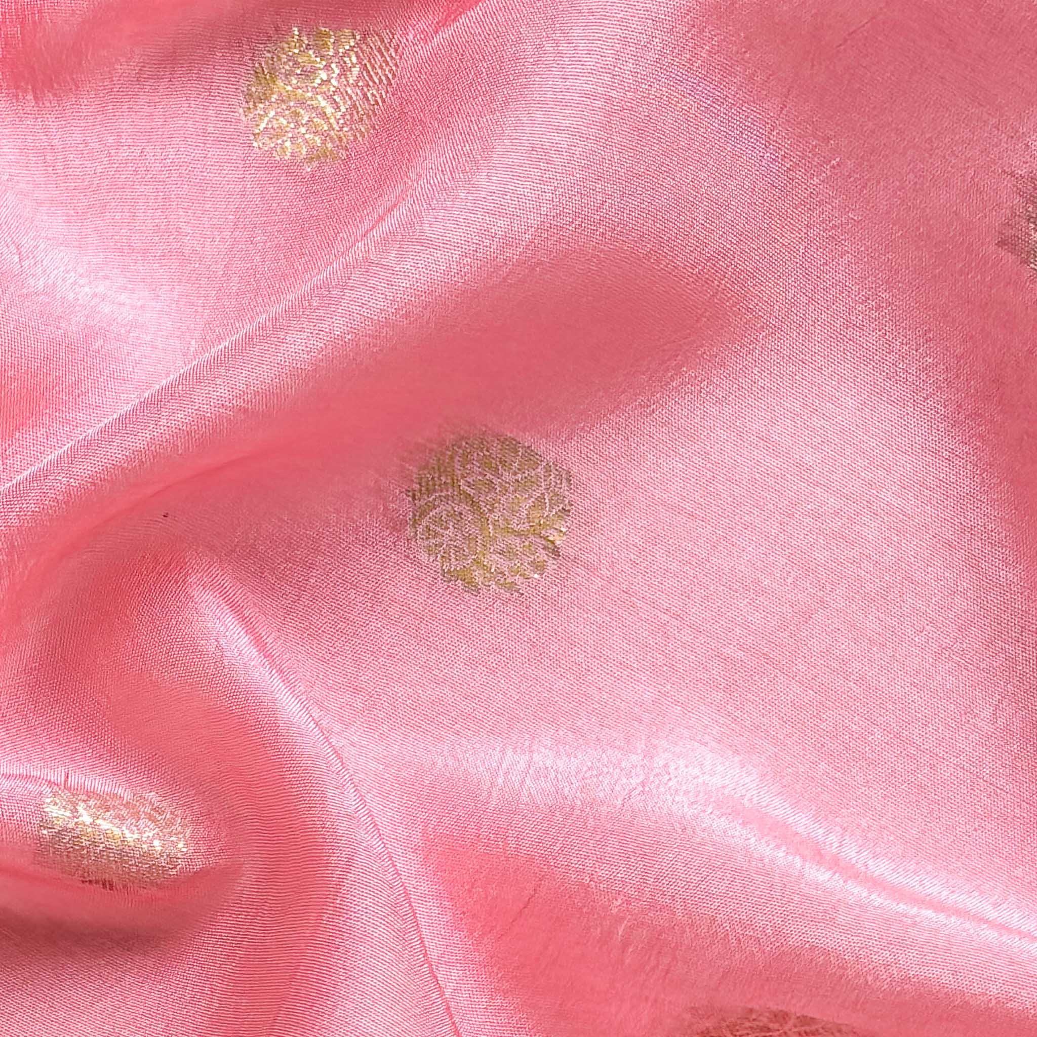 Cloth of Gold Fabric Cut Piece (CUT PIECE) Royal Rose Traditional Polka Cloth of Gold Woven Pure Russian Silk Fabric (Width 35 Inches)