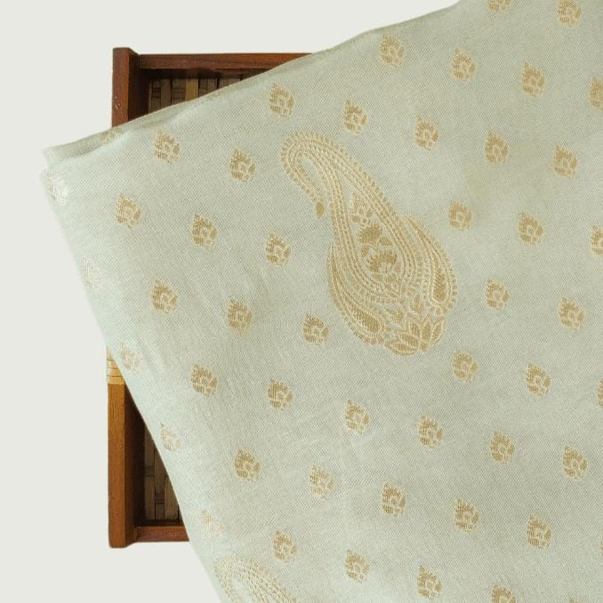 Cloth of Gold Fabric Cut Piece Pure Silver Silk Cut Piece