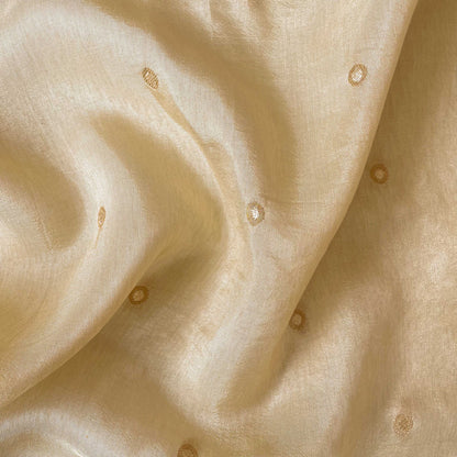 Cloth of Gold Fabric Fabric Beige Golden Dots Cloth of Gold Woven Pure Russian Silk Fabric (Width 36 Inches)