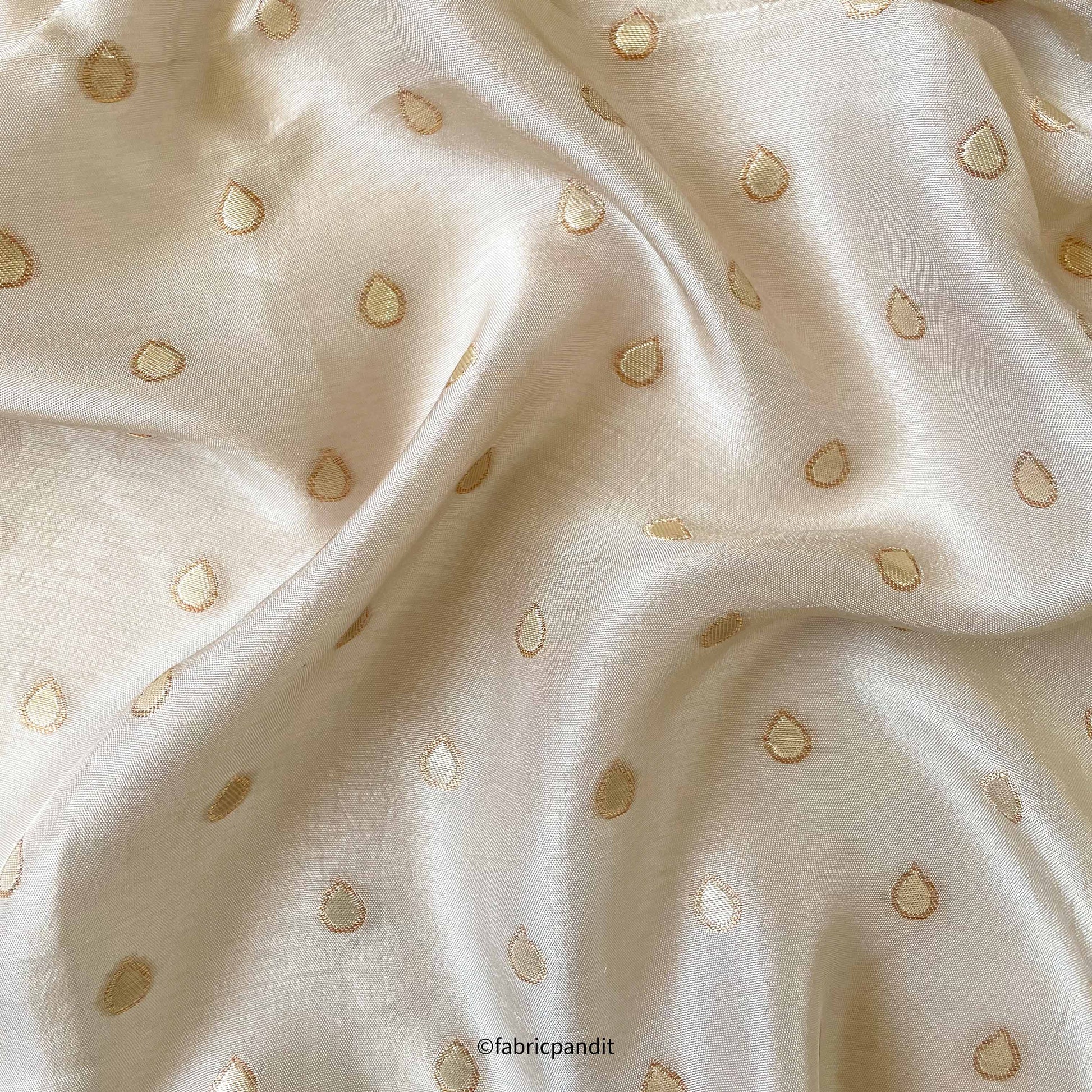 Cloth of Gold Fabric Fabric Pure Silver Dewdrops Cloth of Gold Woven Pure Russian Silk Fabric (Width 36 Inches)