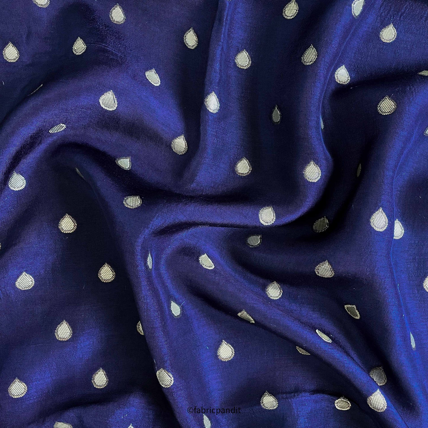 Cloth of Gold Fabric Fabric Royal Blue Dewdrops Cloth of Gold Woven Pure Russian Silk Fabric (Width 36 Inches)