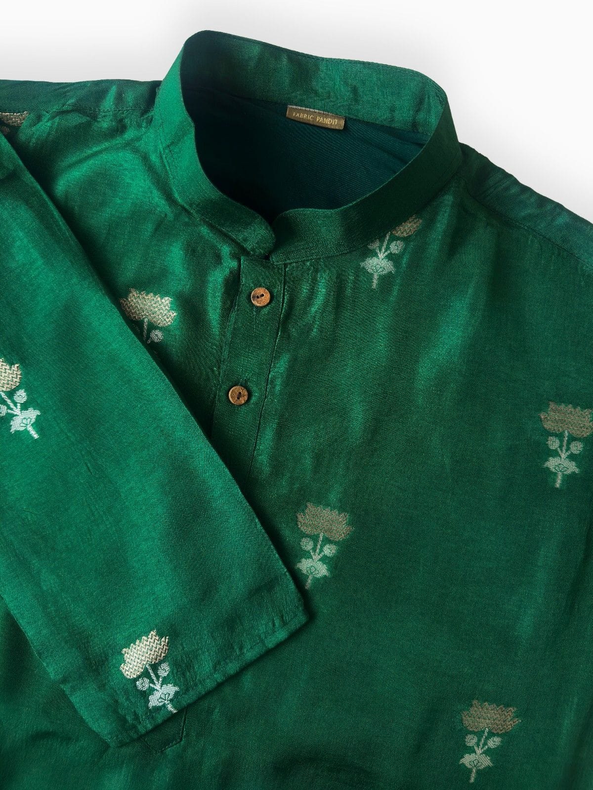 Cloth of Gold Kurta Men's Stitched Long Kurta Bottle Green Silk Long Kurta