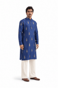 Cloth of Gold Kurta Men's Stitched Long Kurta Bright Blue Silk Long Kurta