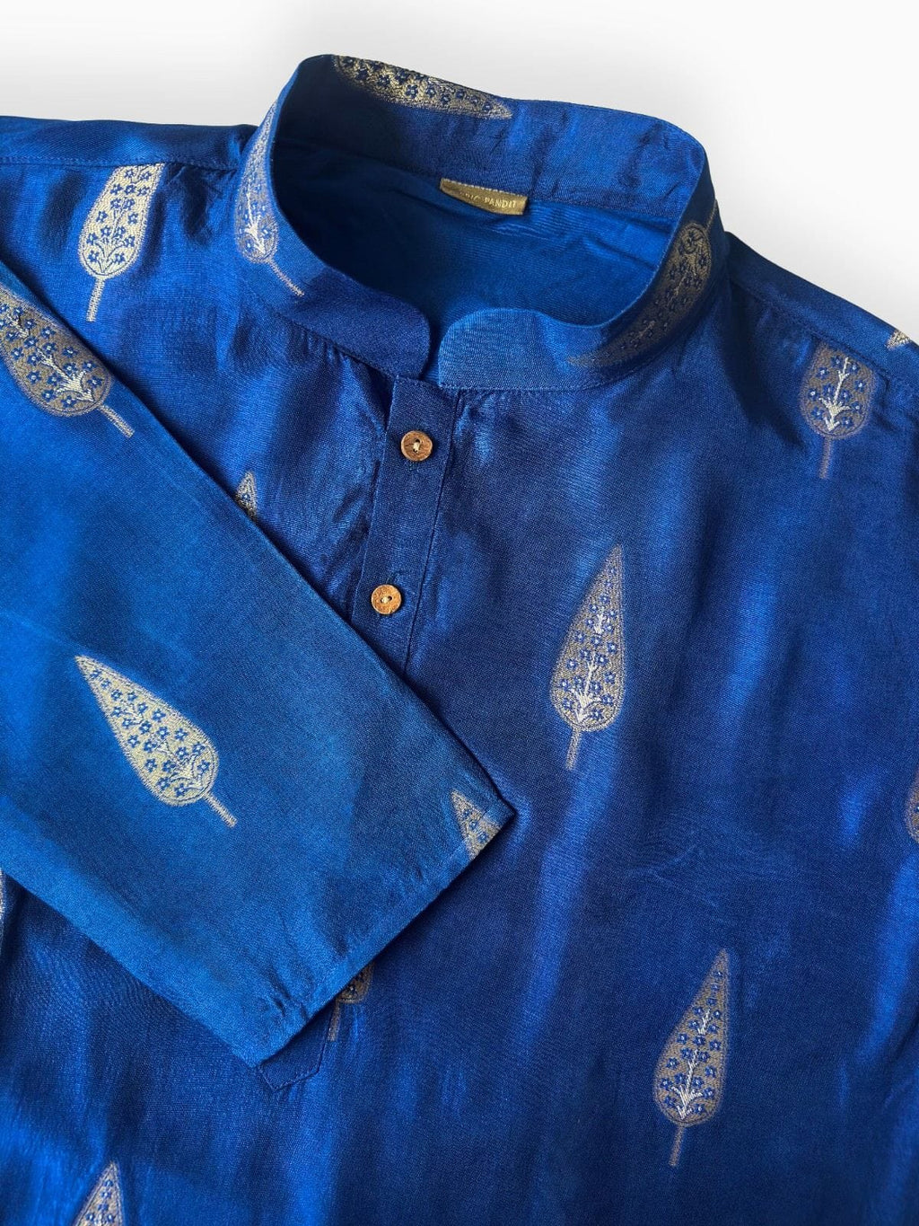 Cloth of Gold Kurta Men's Stitched Long Kurta Bright Blue Silk Long Kurta