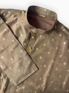 Cloth of Gold Kurta Men's Stitched Long Kurta Brown Silk Long Kurta