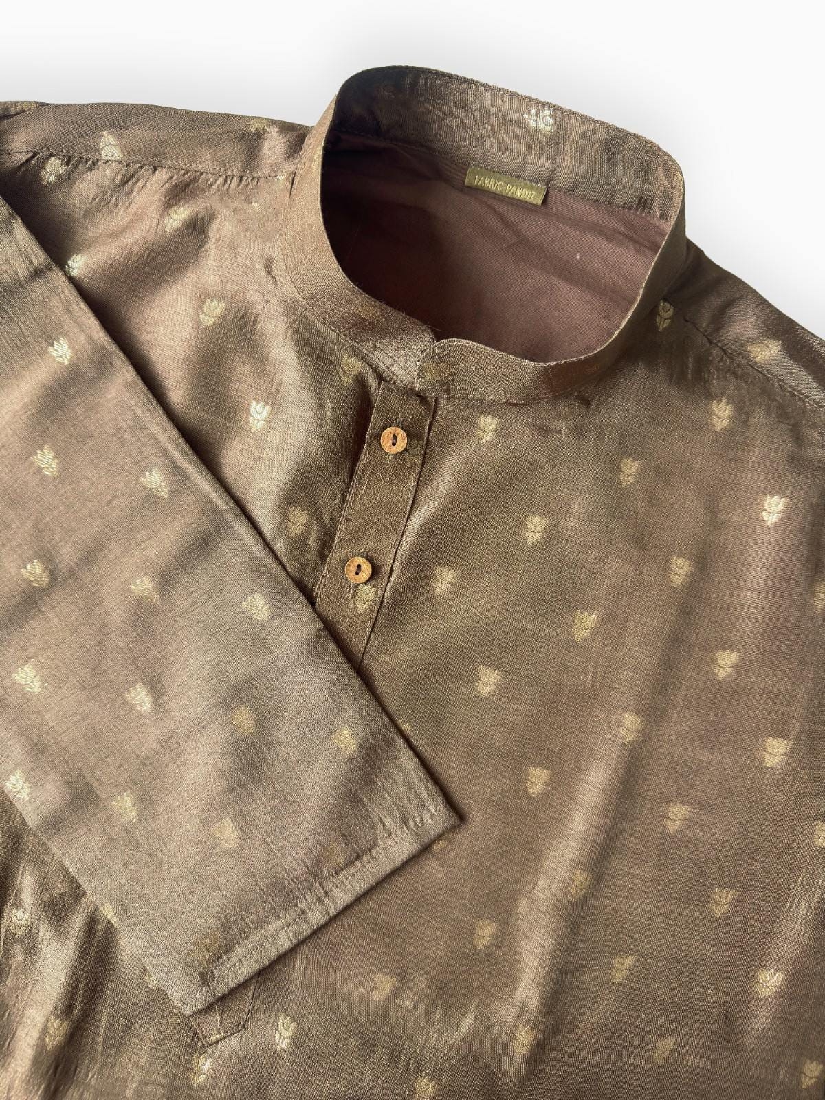 Cloth of Gold Kurta Men's Stitched Long Kurta Brown Silk Long Kurta