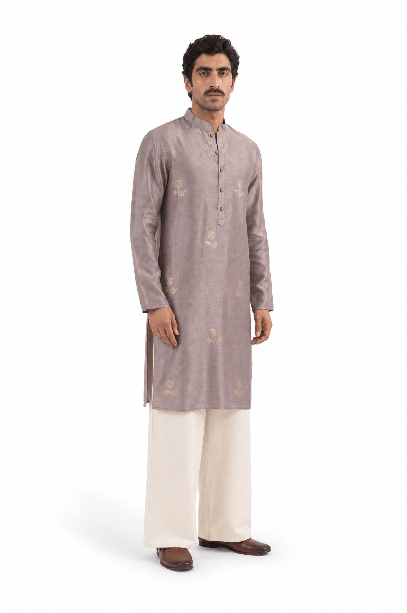 Cloth of Gold Kurta Men's Stitched Long Kurta Dusty Pink Silk Long Kurta