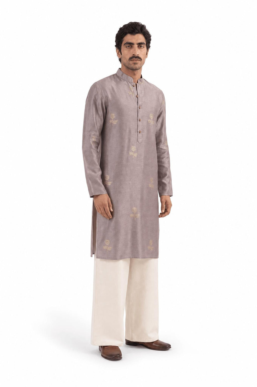 Cloth of Gold Kurta Men's Stitched Long Kurta Dusty Pink Silk Long Kurta