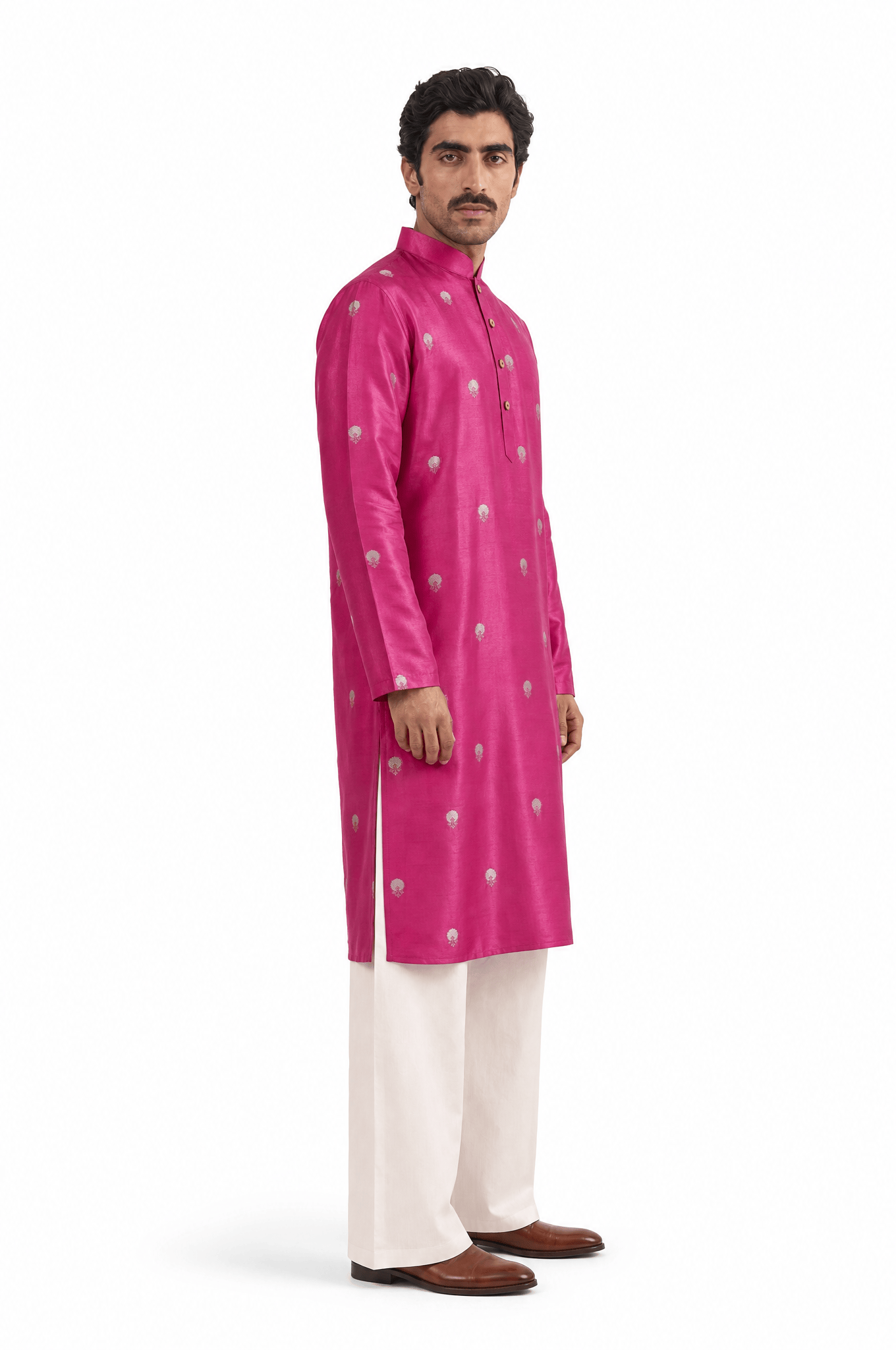 Cloth of Gold Kurta Men's Stitched Long Kurta Gulabi Pink Silk Long Kurta