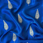 Cloth of Gold Kurta Set Cut Piece (CUT PIECE) Bright Blue Tree Of Life Cloth of Gold Woven Pure Russian Silk Fabric (Width 36 Inches)