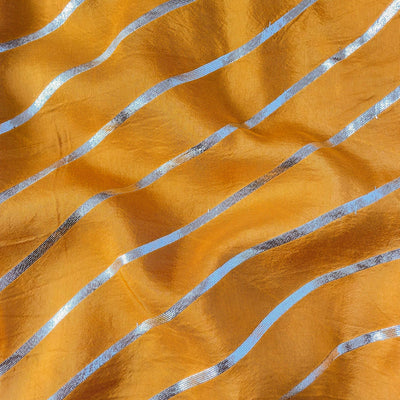 Cloth of Gold Kurta Set Cut Piece (CUT PIECE) Haldi Yellow Leheriya Cloth of Gold Woven Pure Russian Silk Fabric (Width 44 Inches)
