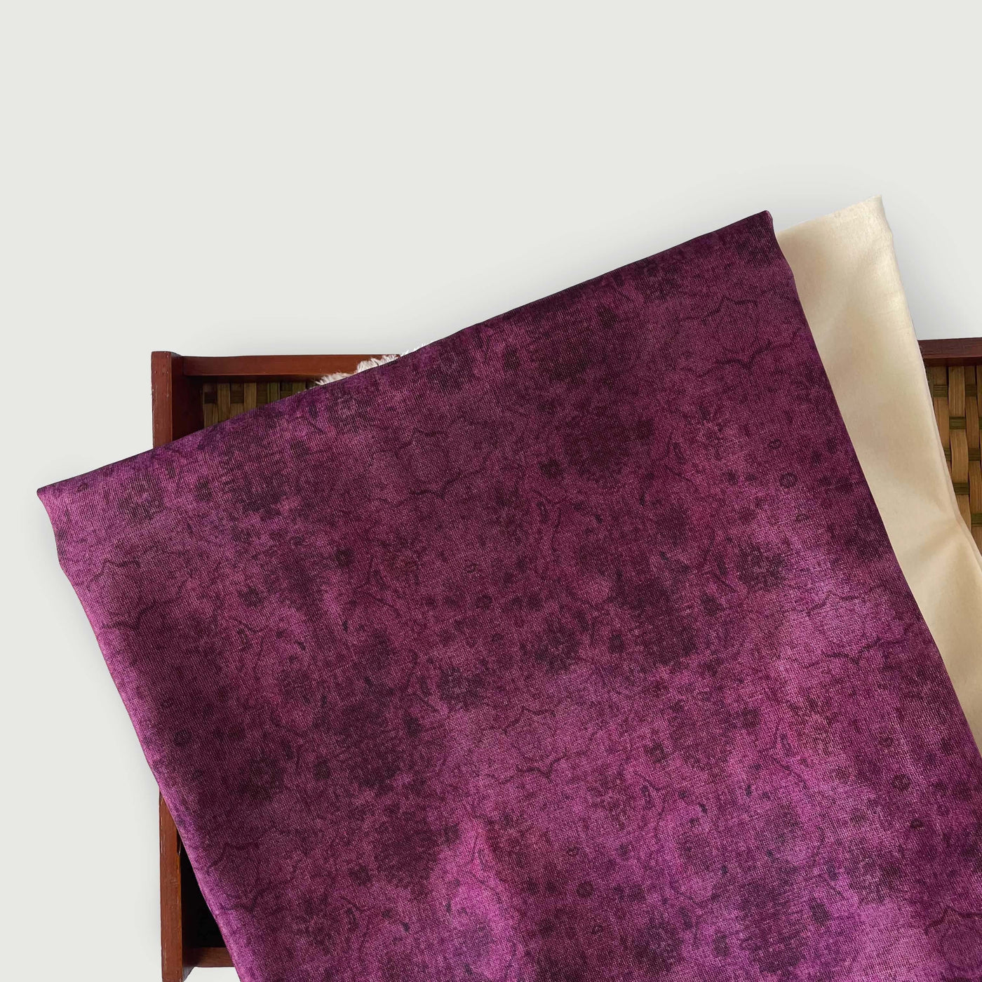 Cloth of Gold Kurta Set Kurta Set Deep Purple | Vintage Texture Printed Tussar Silk Kurta Fabric (3 Meters) |  and Cotton Pyjama (2.5 Meters) | Unstitched Combo Set