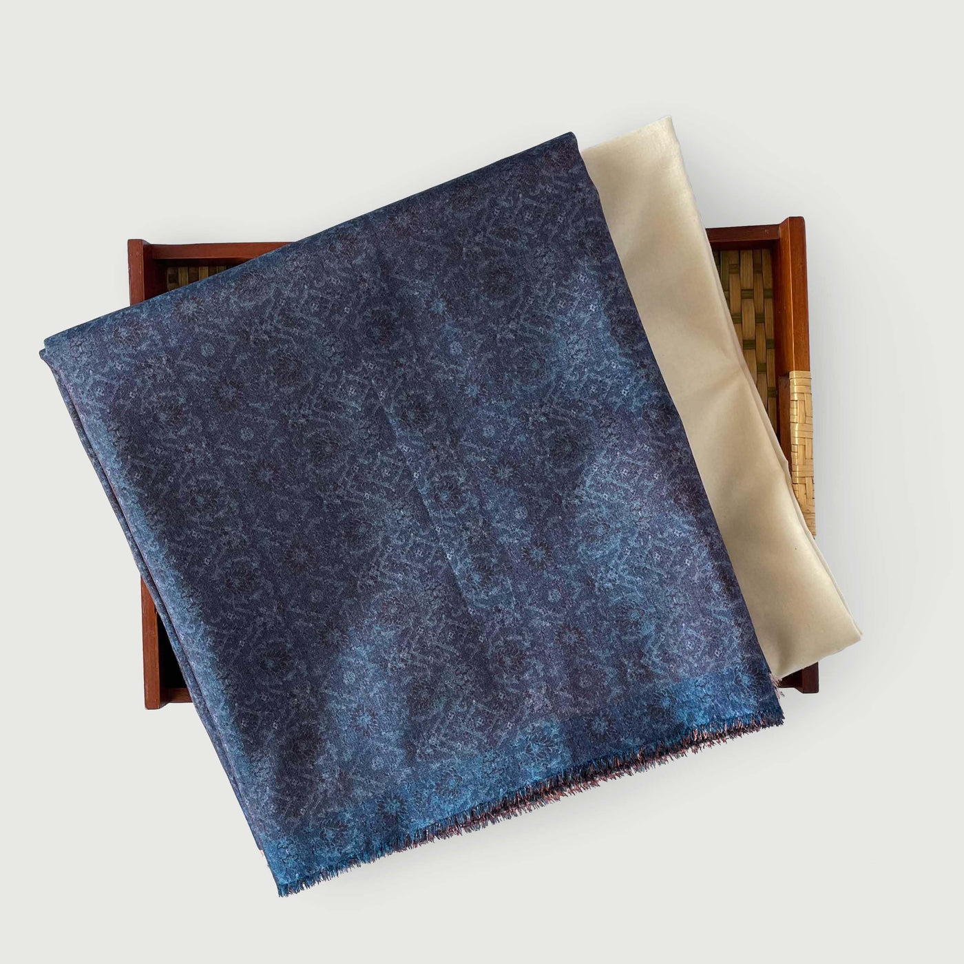 Cloth of Gold Kurta Set Kurta Set Metallic Blue | Abstract Texture Printed Tussar Silk Kurta Fabric (3 Meters) |  and Cotton Pyjama (2.5 Meters) | Unstitched Combo Set