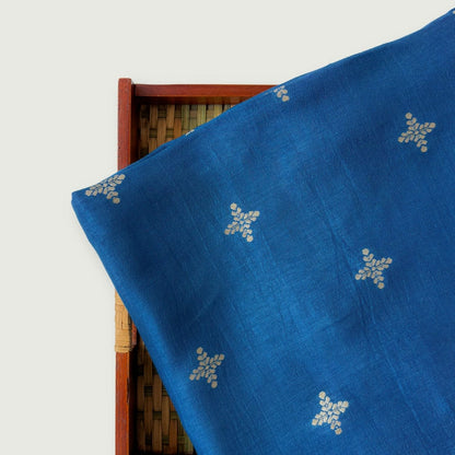 Cloth of Gold Kurta Set Kurta Set Unisex Bright Blue Geometric Floral Cloth of Gold | Woven Pure Russian Silk Kurta Fabric (3.2 Meters) | and Cotton Pyjama (2.5 Meters) | Unstitched Combo Set