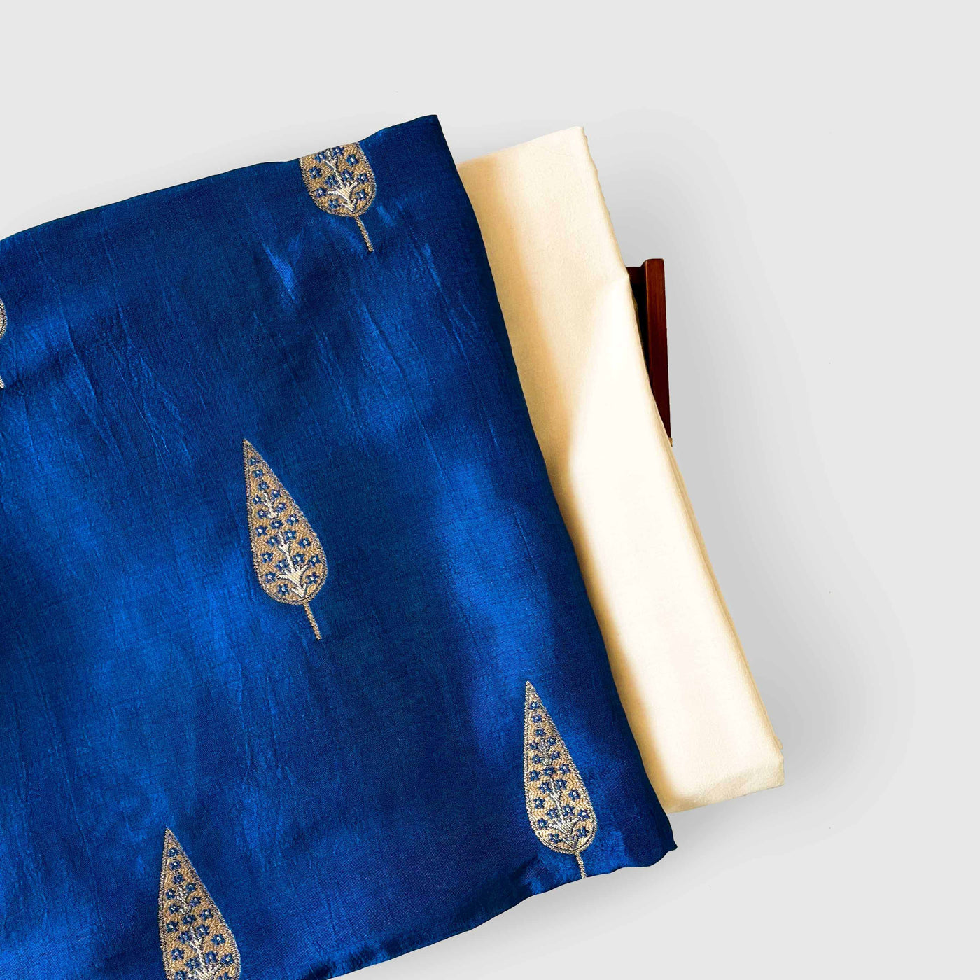 Cloth of Gold Kurta Set Kurta Set Unisex Bright Blue Tree Of Life Cloth of Gold | Woven Pure Russian Silk Kurta Fabric (3 Meters) | and Cotton Pyjama (2.5 Meters) | Unstitched Combo Set