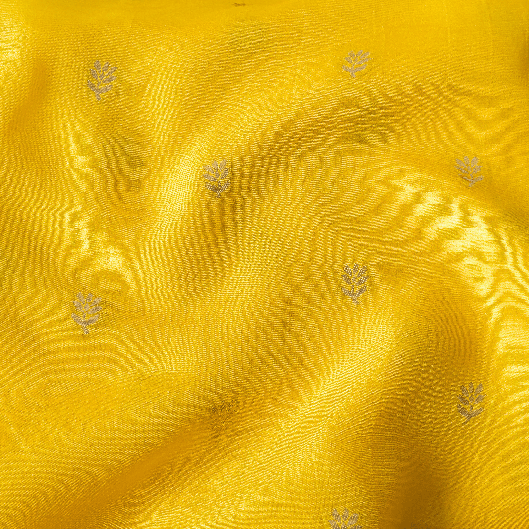 Cloth of Gold Kurta Set Kurta Set Unisex Bright Yellow Floral Butti Cloth of Gold | Woven Pure Russian Silk Kurta Fabric (3.2 Meters) | and Cotton Pyjama (2.5 Meters) | Unstitched Combo Set