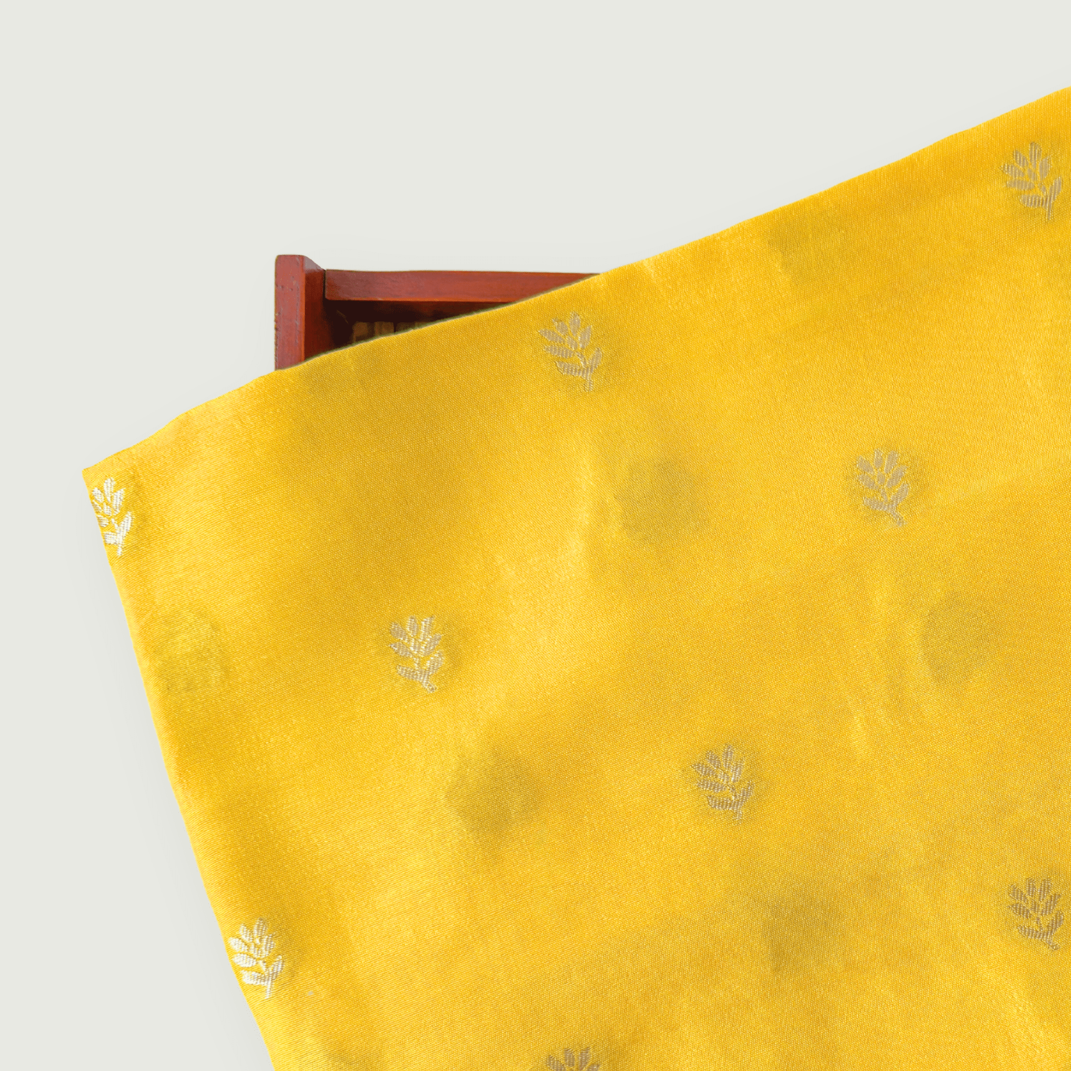 Cloth of Gold Kurta Set Kurta Set Unisex Bright Yellow Floral Butti Cloth of Gold | Woven Pure Russian Silk Kurta Fabric (3.2 Meters) | and Cotton Pyjama (2.5 Meters) | Unstitched Combo Set