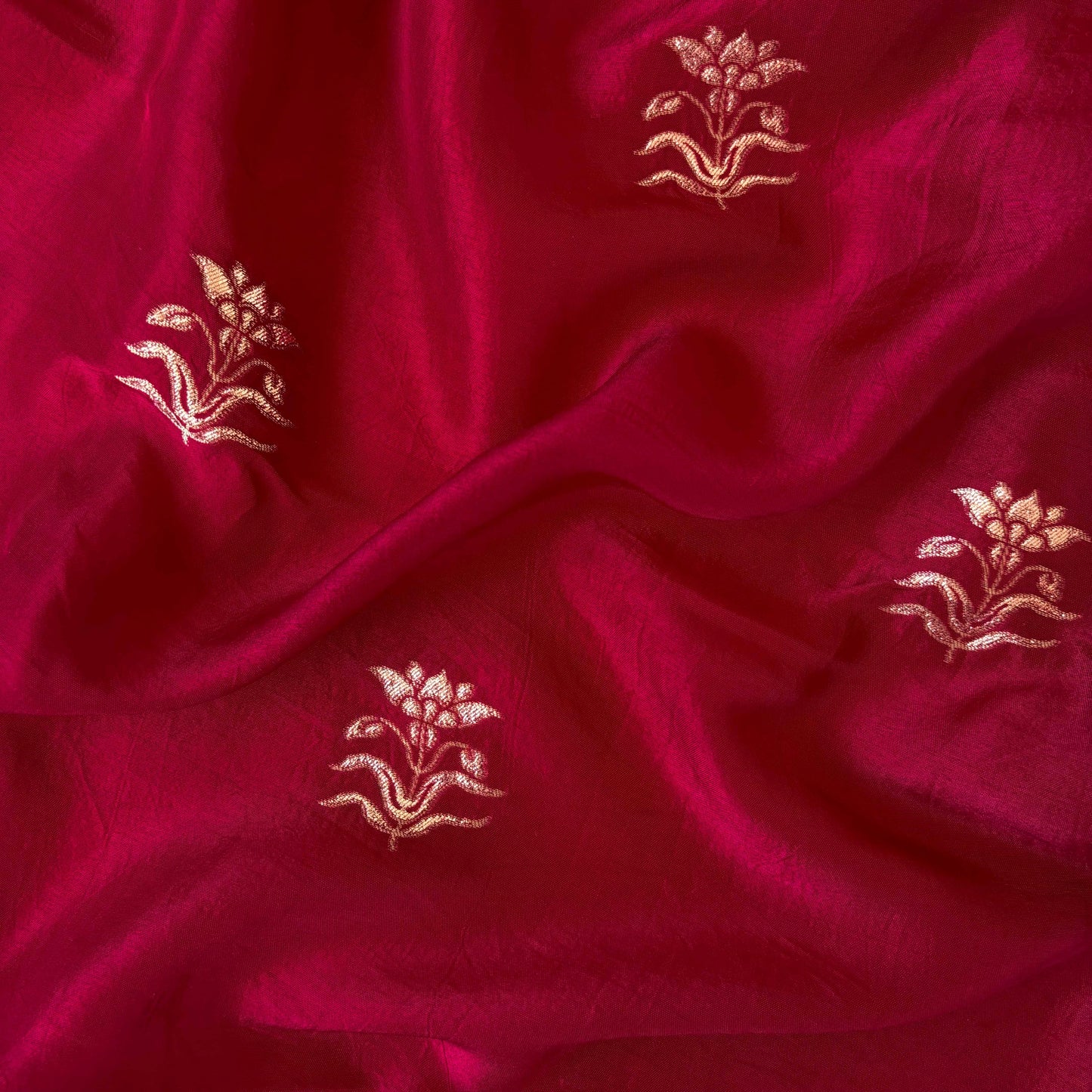 Cloth of Gold Kurta Set Kurta Set Unisex Deep Red Flower of Taj | Woven Pure Russian Silk Kurta Fabric (3.2 Meters) | and Cotton Pyjama (2.5 Meters) | Unstitched Combo Set