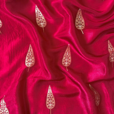 Cloth of Gold Kurta Set Kurta Set Unisex Deep Red Tree Of Life Cloth of Gold | Woven Pure Russian Silk Kurta Fabric (3 Meters) | and Cotton Pyjama (2.5 Meters) | Unstitched Combo Set