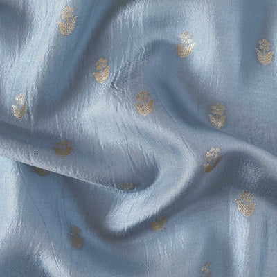 Cloth of Gold Kurta Set Kurta Set Unisex Dusty Blue Mini Daisies Cloth of Gold | Woven Pure Russian Silk Kurta Fabric (3.2 Meters) | and Cotton Pyjama (2.5 Meters) | Unstitched Combo Set