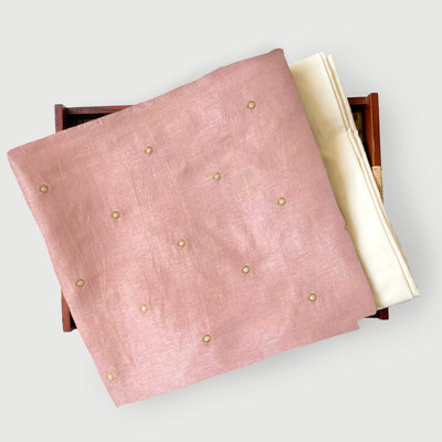 Cloth of Gold Kurta Set Kurta Set Unisex Dusty Lilac Golden Dots Cloth of Gold | Woven Pure Russian Silk Kurta Fabric (3.2 Meters) | and Cotton Pyjama (2.5 Meters) | Unstitched Combo Set
