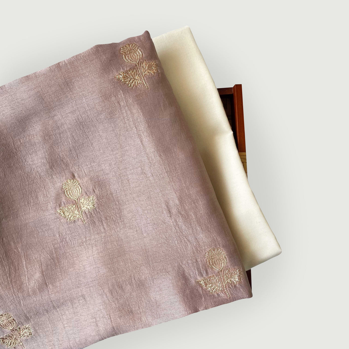 Cloth of Gold Kurta Set Kurta Set Unisex Dusty Pink Vintage Rose Cloth of Gold | Woven Pure Russian Silk Kurta Fabric (3.2 Meters) | and Cotton Pyjama (2.5 Meters) | Unstitched Combo Set