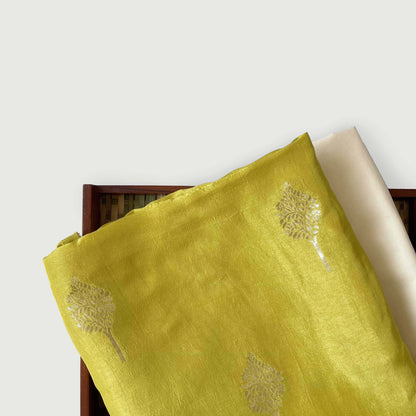 Cloth of Gold Kurta Set Kurta Set Unisex Dusty Yellow Golden Tree Cloth of Gold | Woven Pure Russian Silk Kurta Fabric (3.2 Meters) | and Cotton Pyjama (2.5 Meters) | Unstitched Combo Set