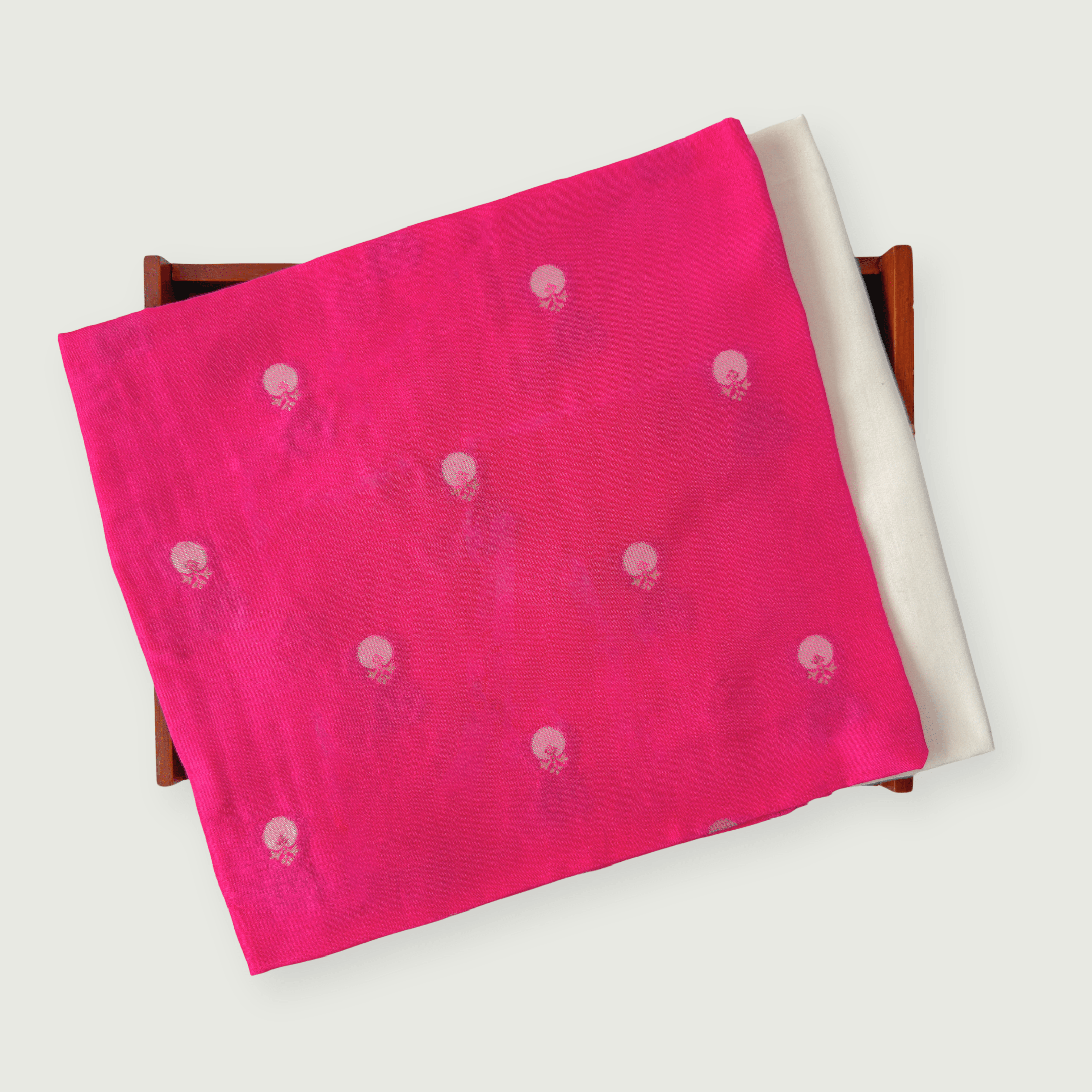 Cloth of Gold Kurta Set Kurta Set Unisex Gulabi Pink Mini Regal Motif Cloth of Gold | Woven Pure Russian Silk Kurta Fabric (3.2 Meters) | and Cotton Pyjama (2.5 Meters) | Unstitched Combo Set