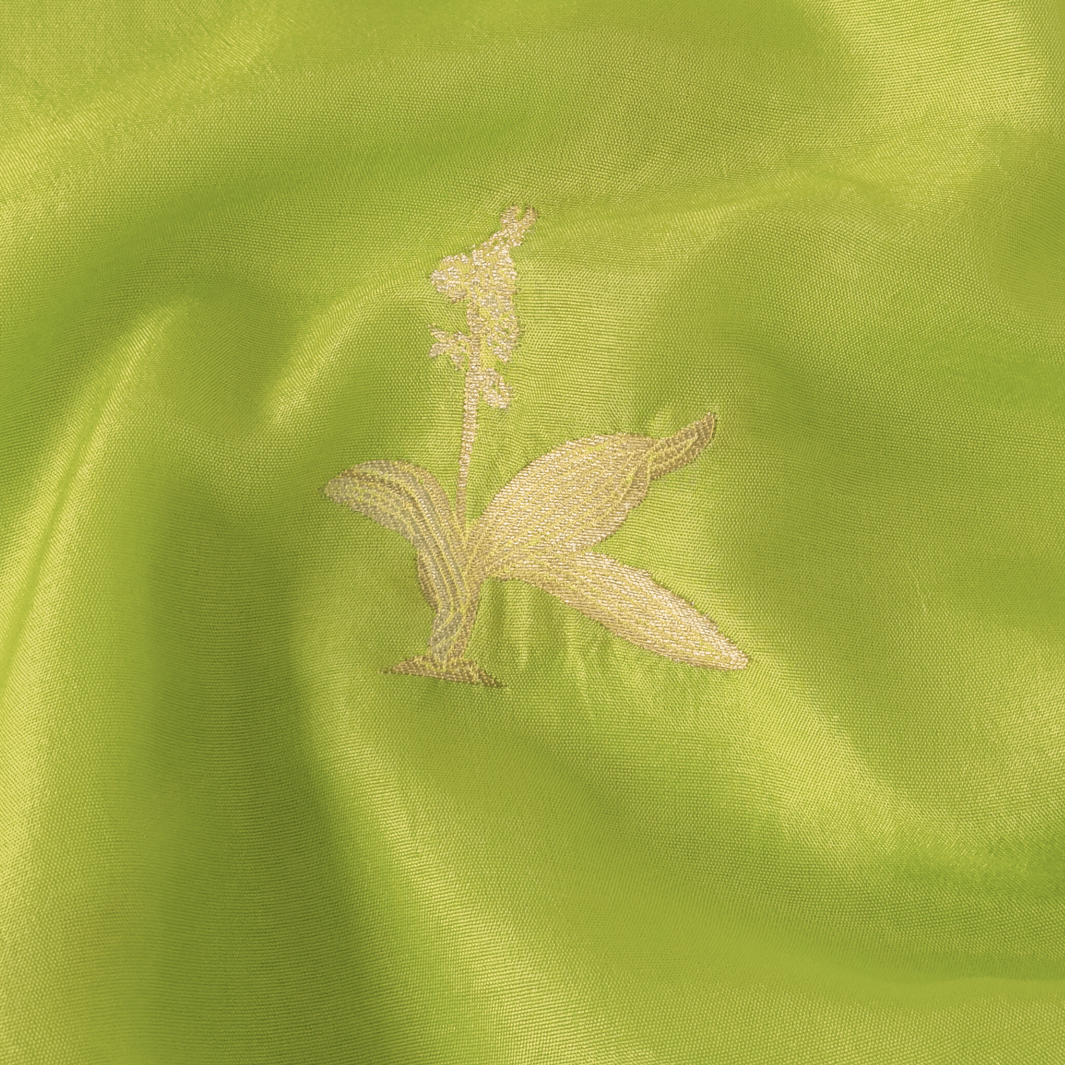 Cloth of Gold Kurta Set Kurta Set Unisex Lime Green Hibiscus Flower Cloth of Gold | Woven Pure Russian Silk Kurta Fabric (3.2 Meters) | and Cotton Pyjama (2.5 Meters) | Unstitched Combo Set