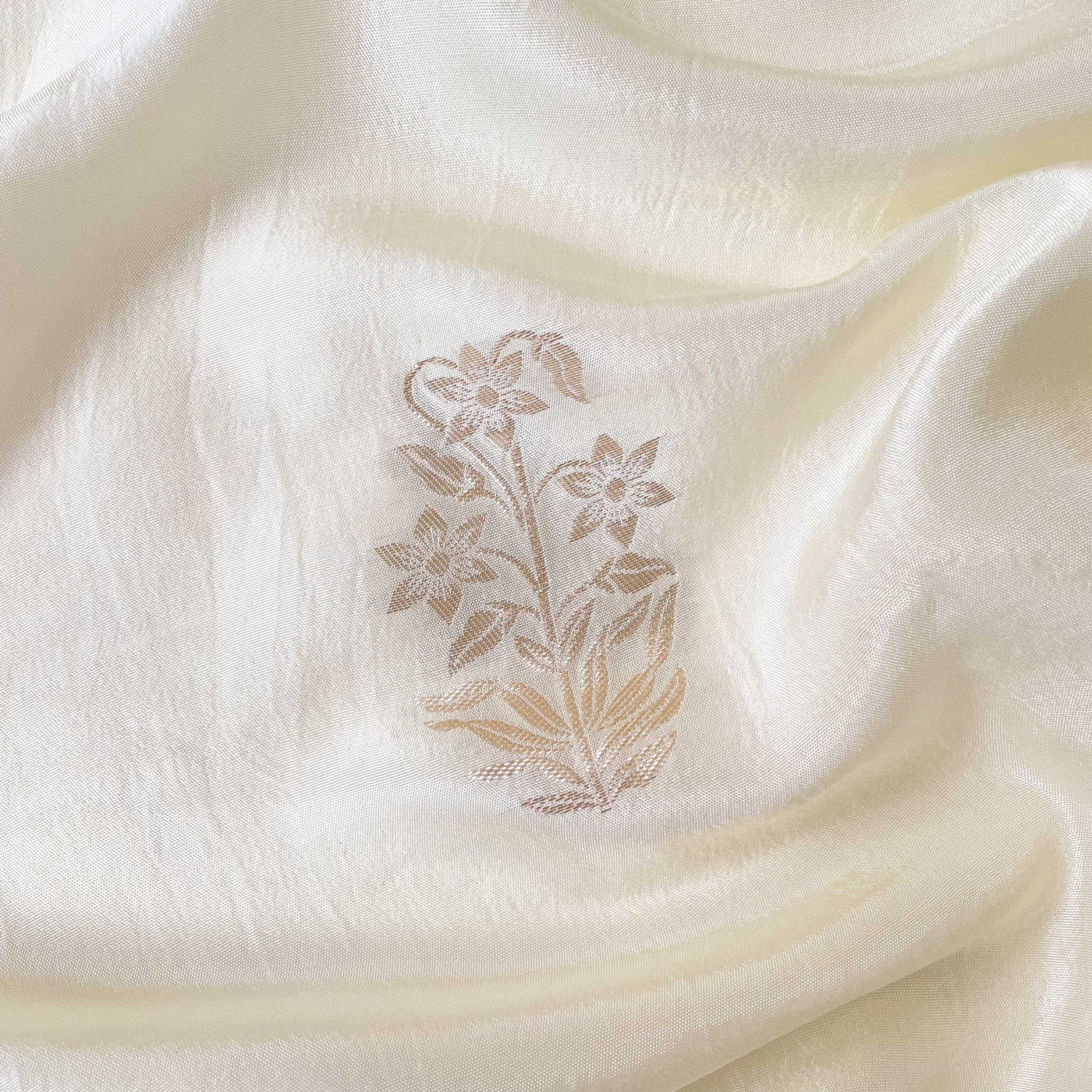Cloth of Gold Kurta Set Kurta Set Unisex Off-White Bunch of Daisies Cloth of Gold | Woven Pure Russian Silk Kurta Fabric (3 Meters) | and Cotton Pyjama (2.5 Meters) | Unstitched Combo Set