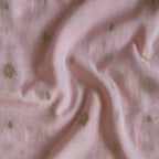 Cloth of Gold Kurta Set Kurta Set Unisex Pastel Rose Floral Cloth of Gold | Woven Pure Mul Chanderi Kurta Fabric (3 Meters) | and Cotton Pyjama (2.5 Meters) | Unstitched Combo Set